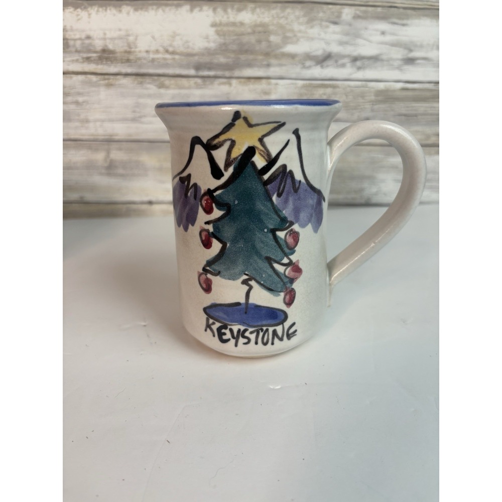 Handmade Colorado, Keystone pottery mug, large Christmas Tree